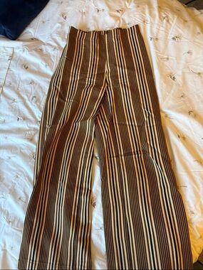 Kimchi Blue Vertical Striped Wide-Leg Pants in Black and Tan